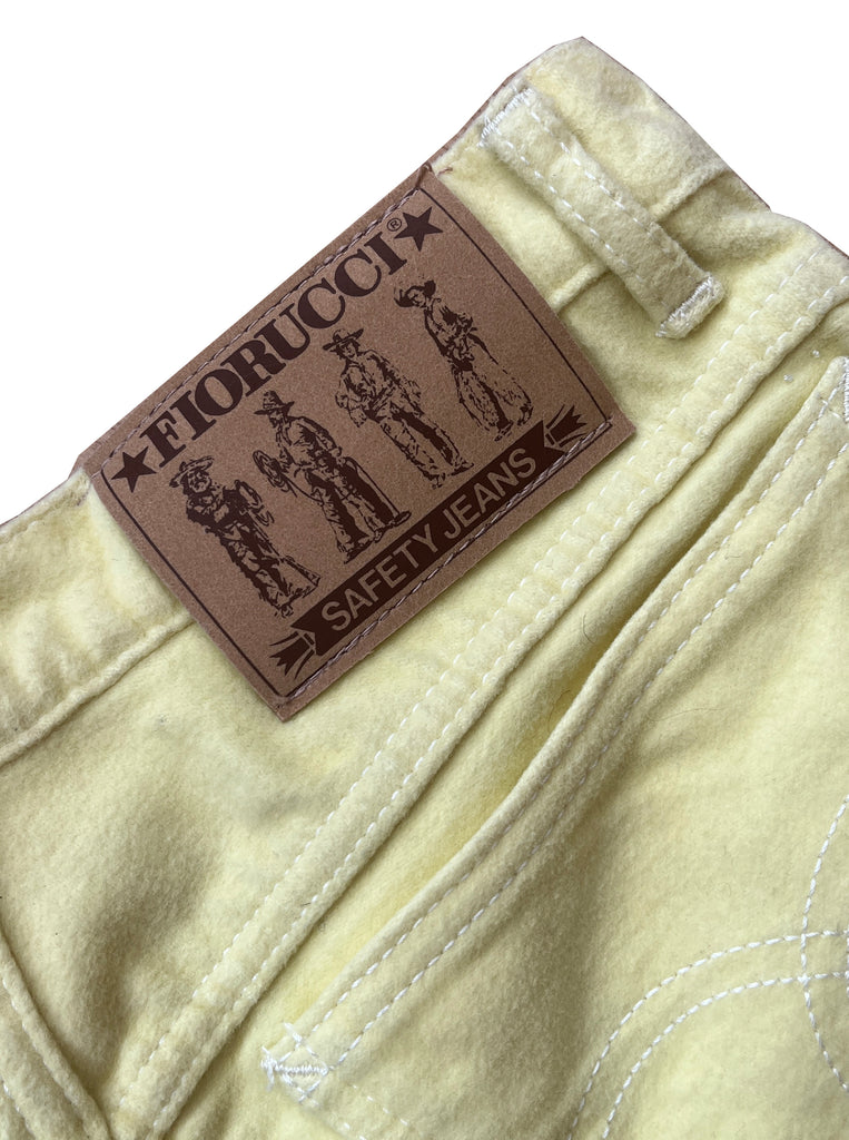 Rare 1980s Fiorucci Lemon Yellow Flannel 'Safety Jeans' - XS