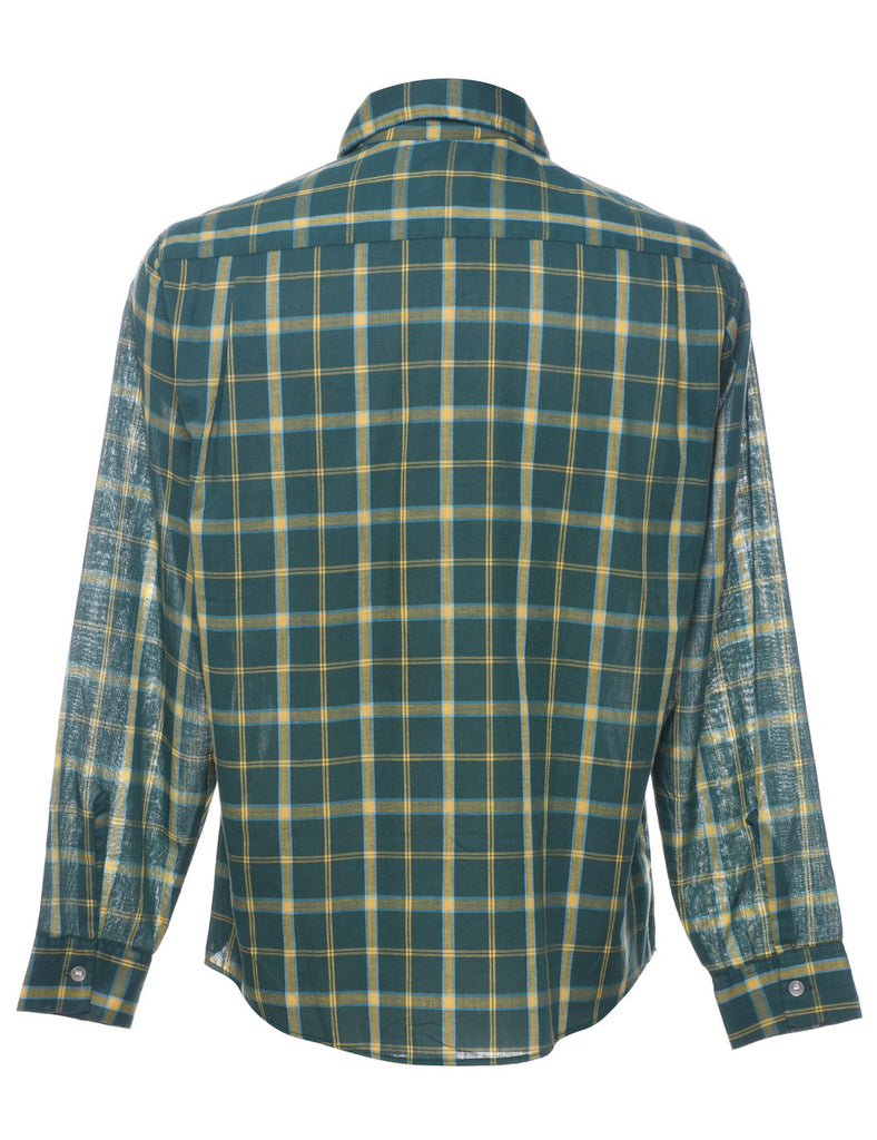 1970s Checked Green & Yellow Shirt - M