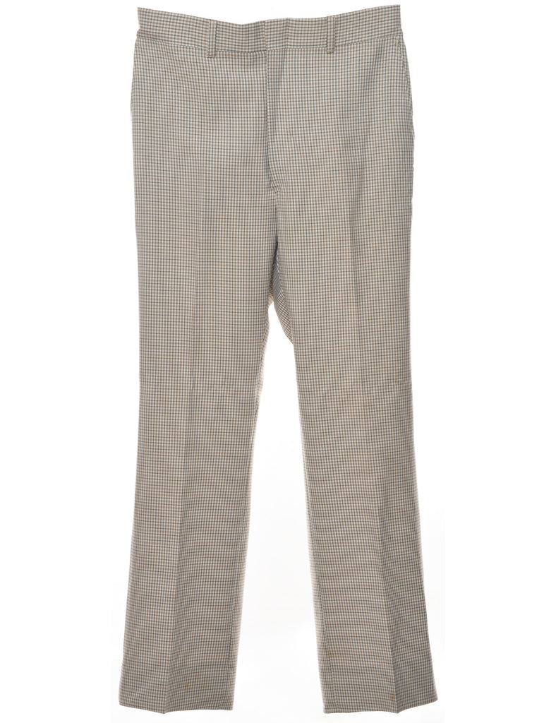 1970s Checked Pattern Light Brown Trousers - W32 L32