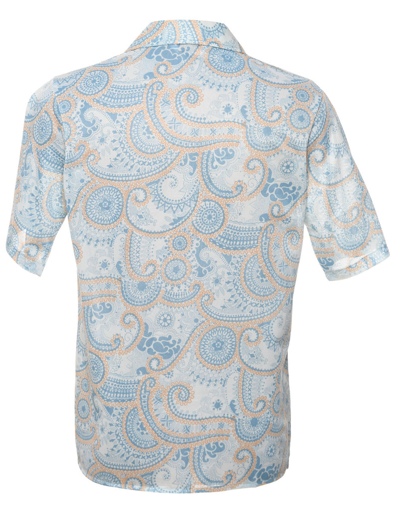 1970s Jantzen Light Blue Paisley Shirt - S