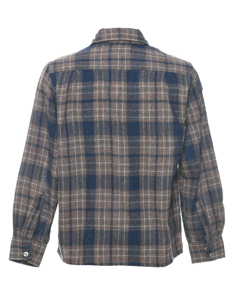 1970s Light Brown Checked Shirt - M