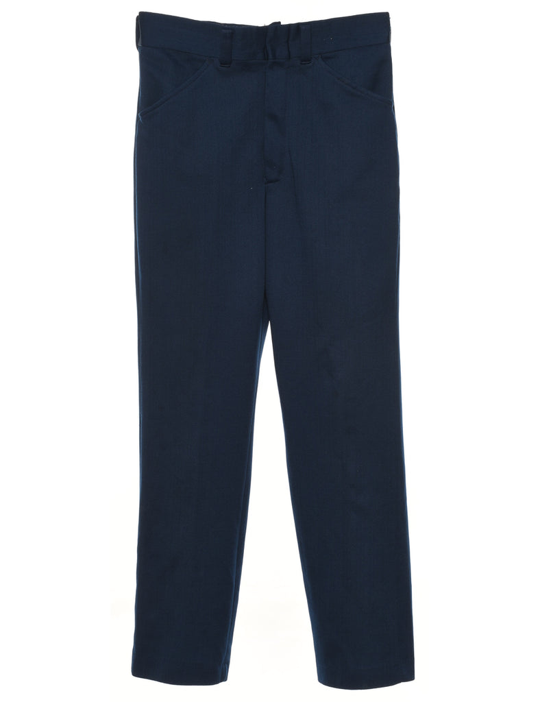 1970s Navy Classic Straight-Fit Suit Trousers - W30 L26