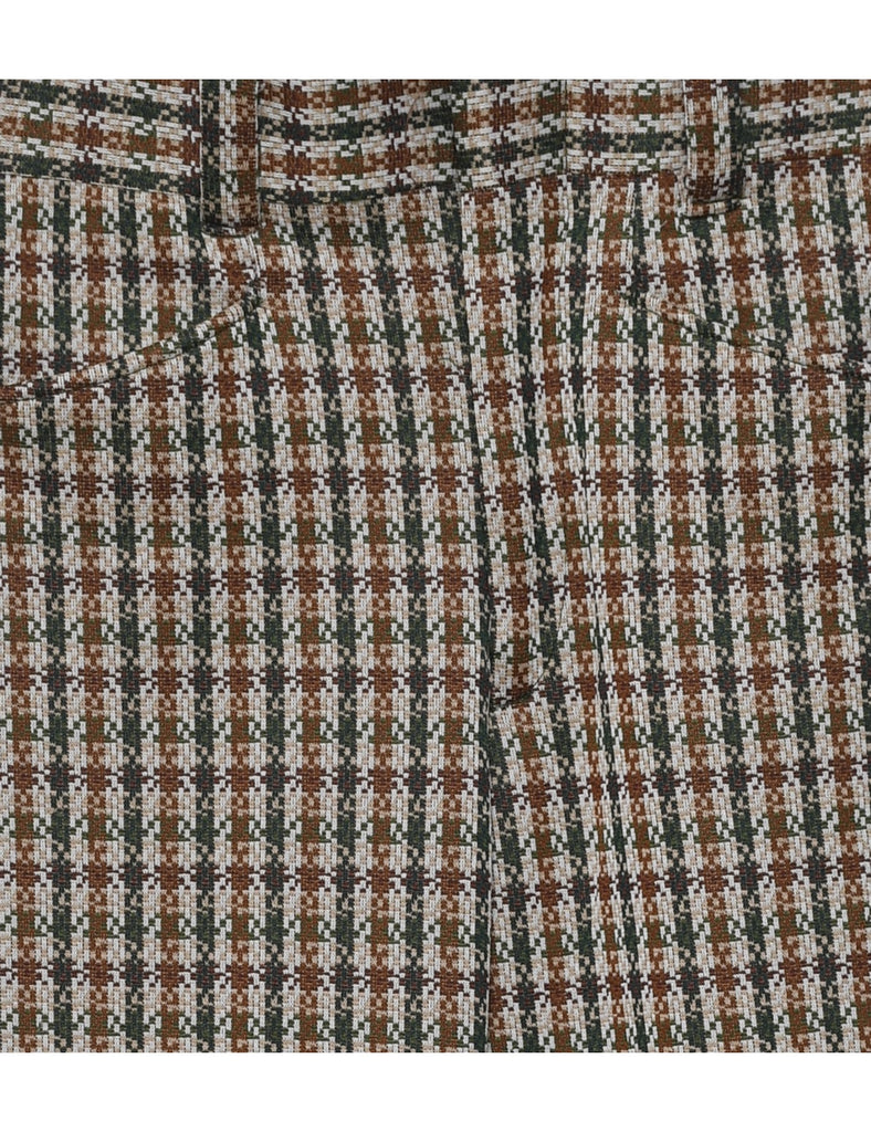 1970s Sears Brown & Navy Classic Checked Trousers - W28 L31