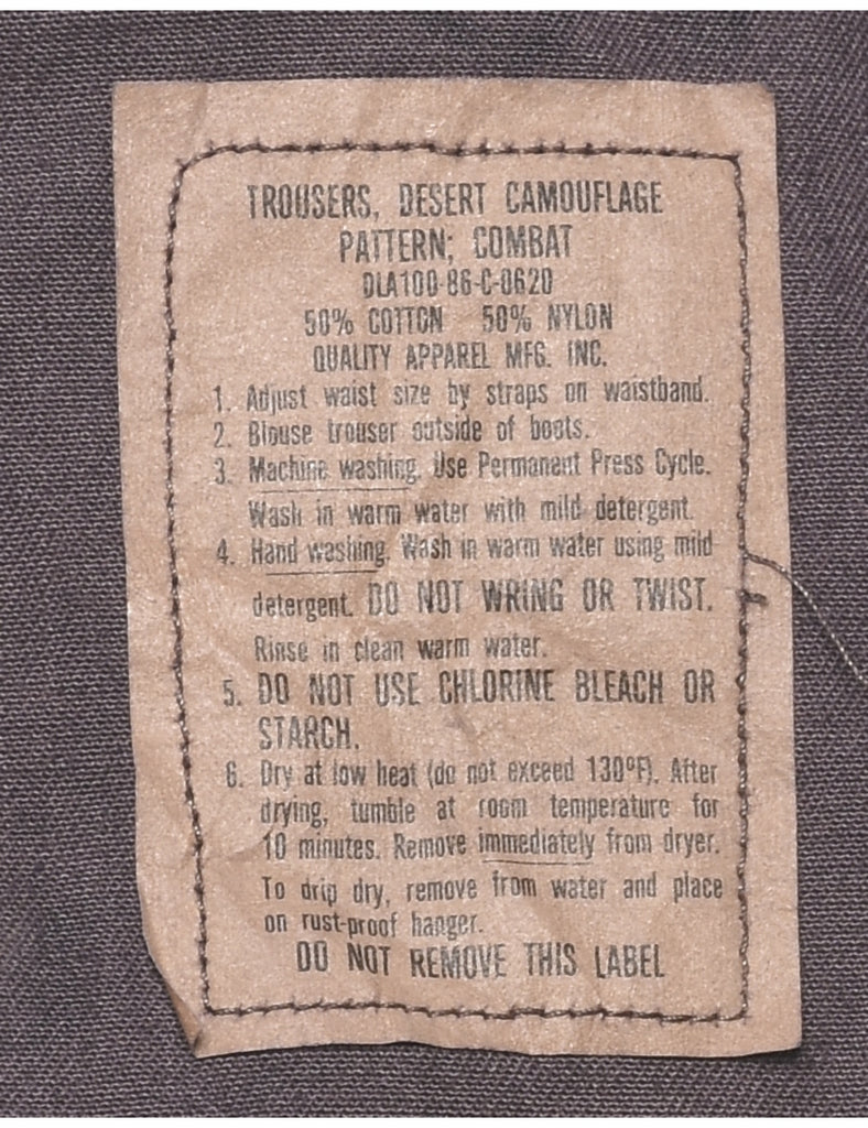 1983 Desert Camouflage Design Cargo Trousers - W31 L30