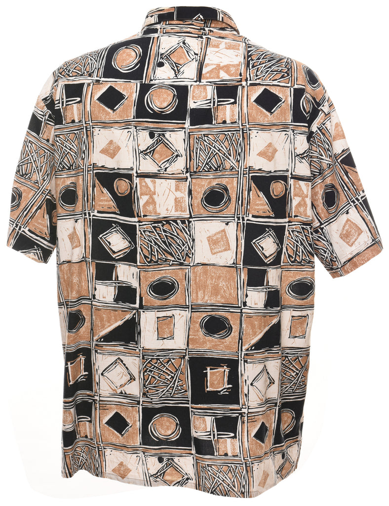 1990s Brown & Black Patterned Shirt - L