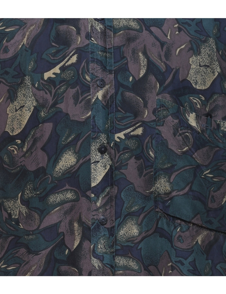 1990s Floral Silk Shirt - M