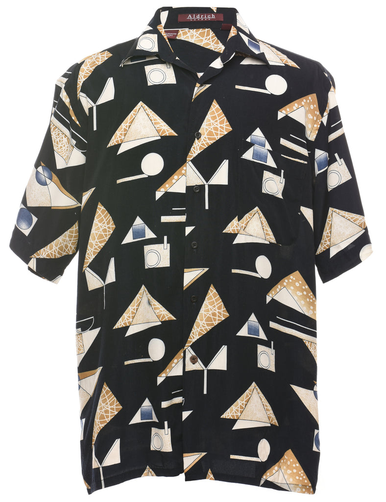 1990s Geometric Pattern Shirt - M