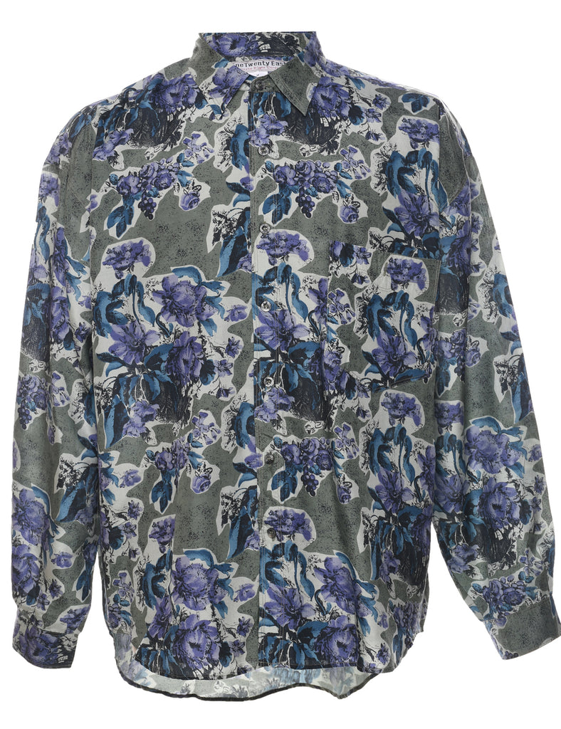 1990s Silk Floral Shirt - M