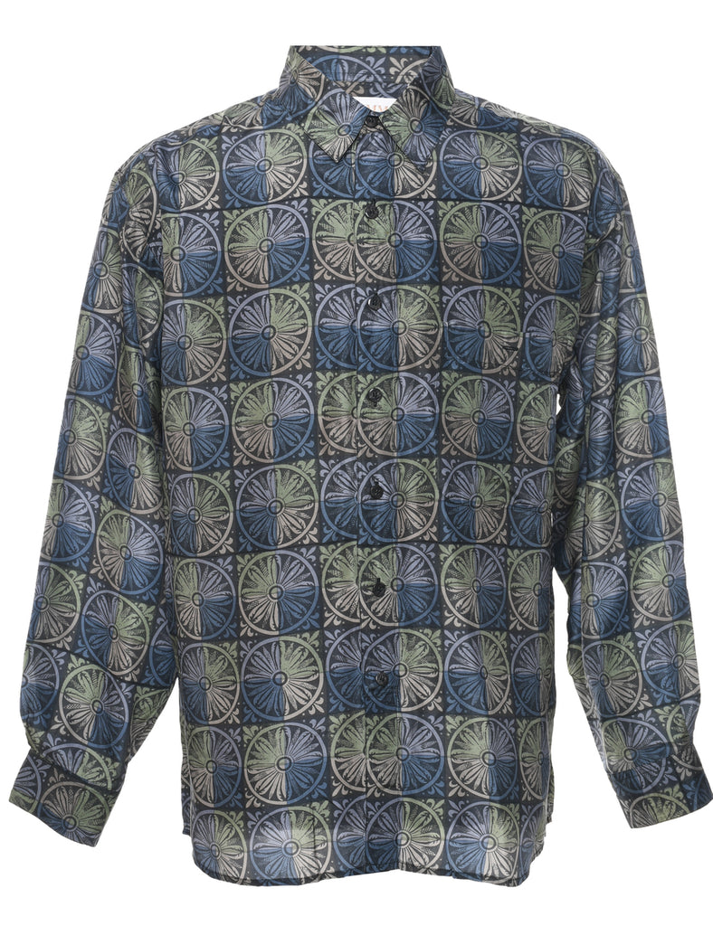 1990s Silk Patterned Shirt - M