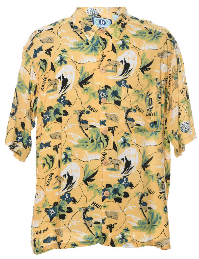 Aloha Hawaii Hula Girl Print Hawaiian Shirt - L