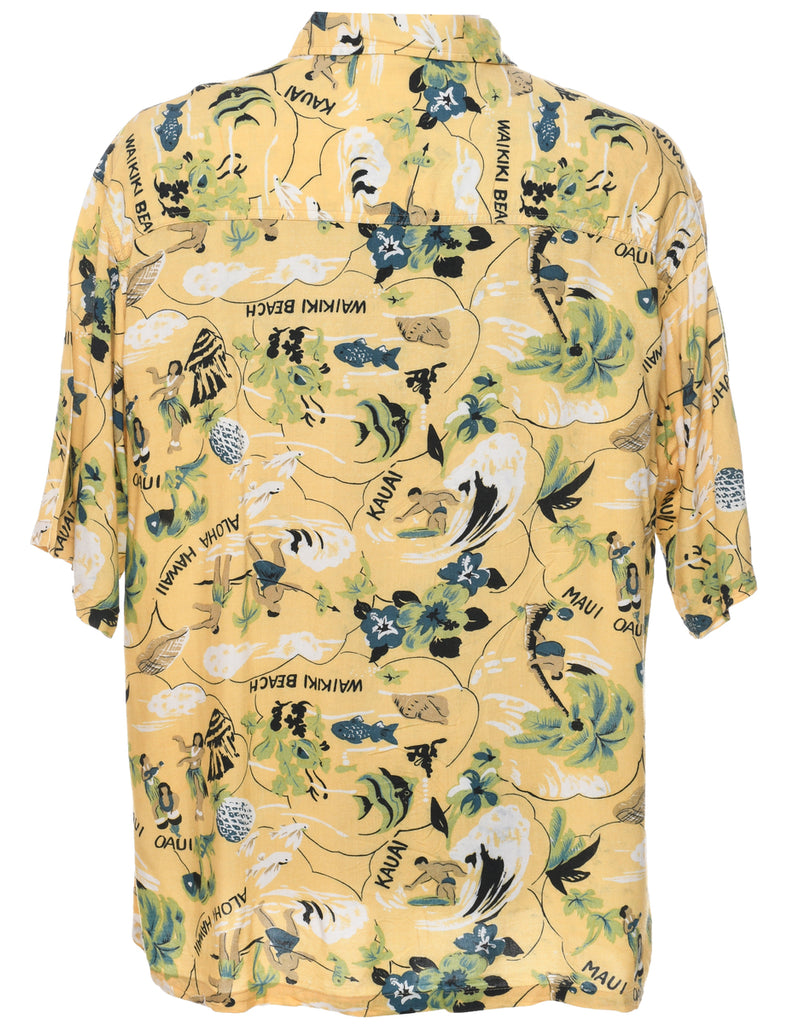 Aloha Hawaii Hula Girl Print Hawaiian Shirt - L