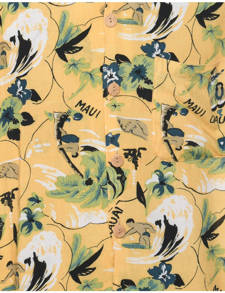 Aloha Hawaii Hula Girl Print Hawaiian Shirt - L