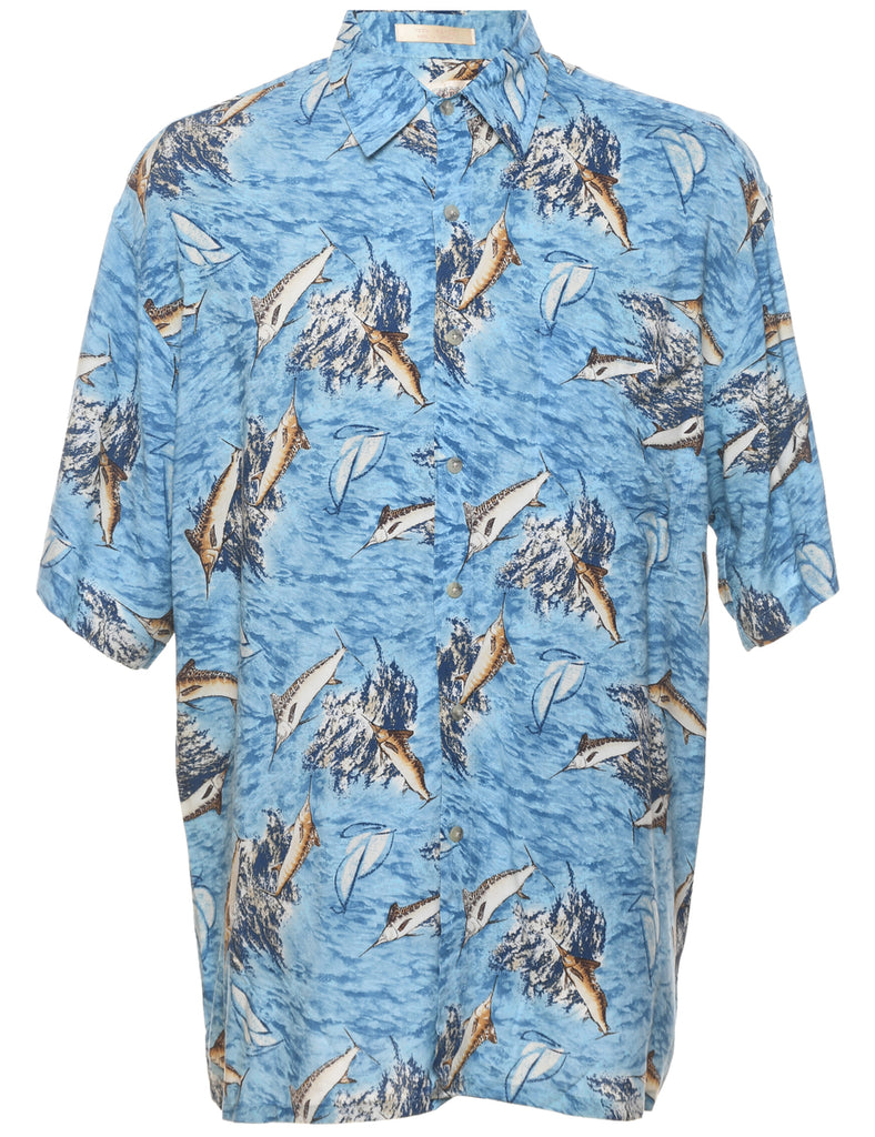 Animal Print Hawaiian Shirt - L