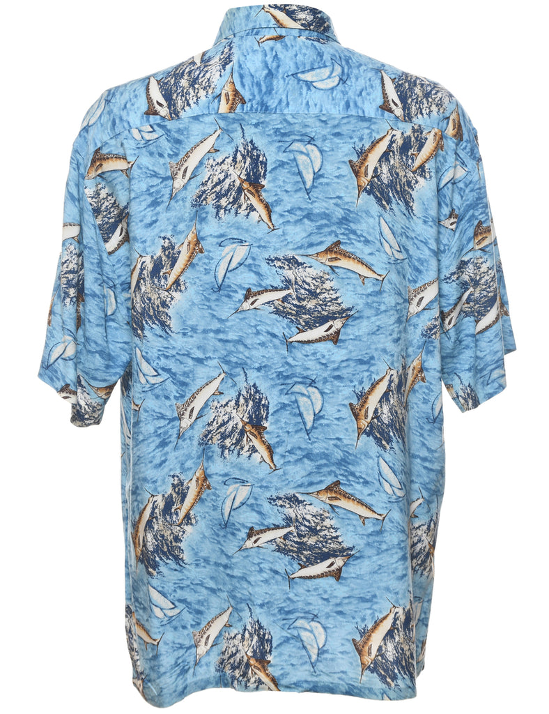 Animal Print Hawaiian Shirt - L