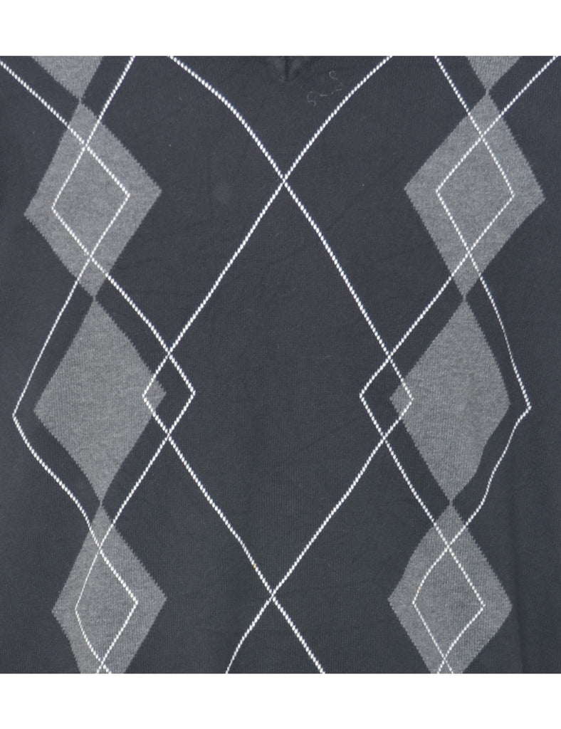 Argyle Black Jumper - L