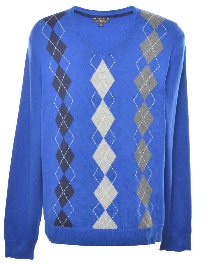 Argyle Blue Jumper - L