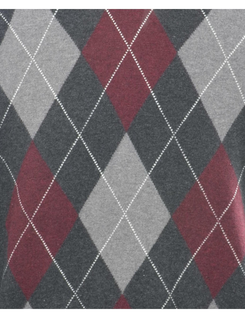 Argyle Dark Grey Jumper - M