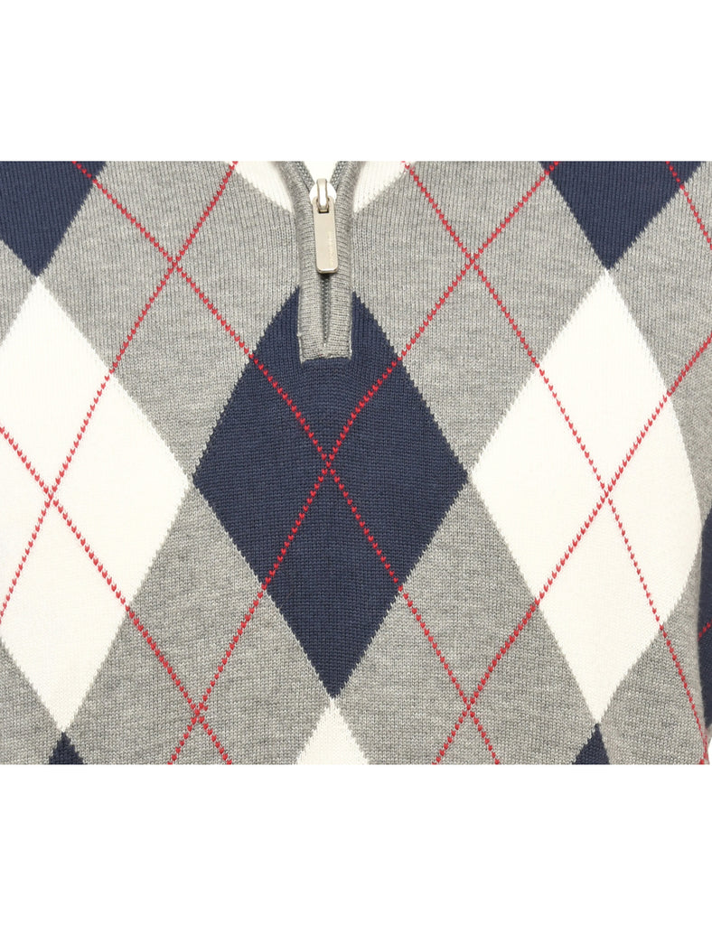 Argyle Grey Jumper - M