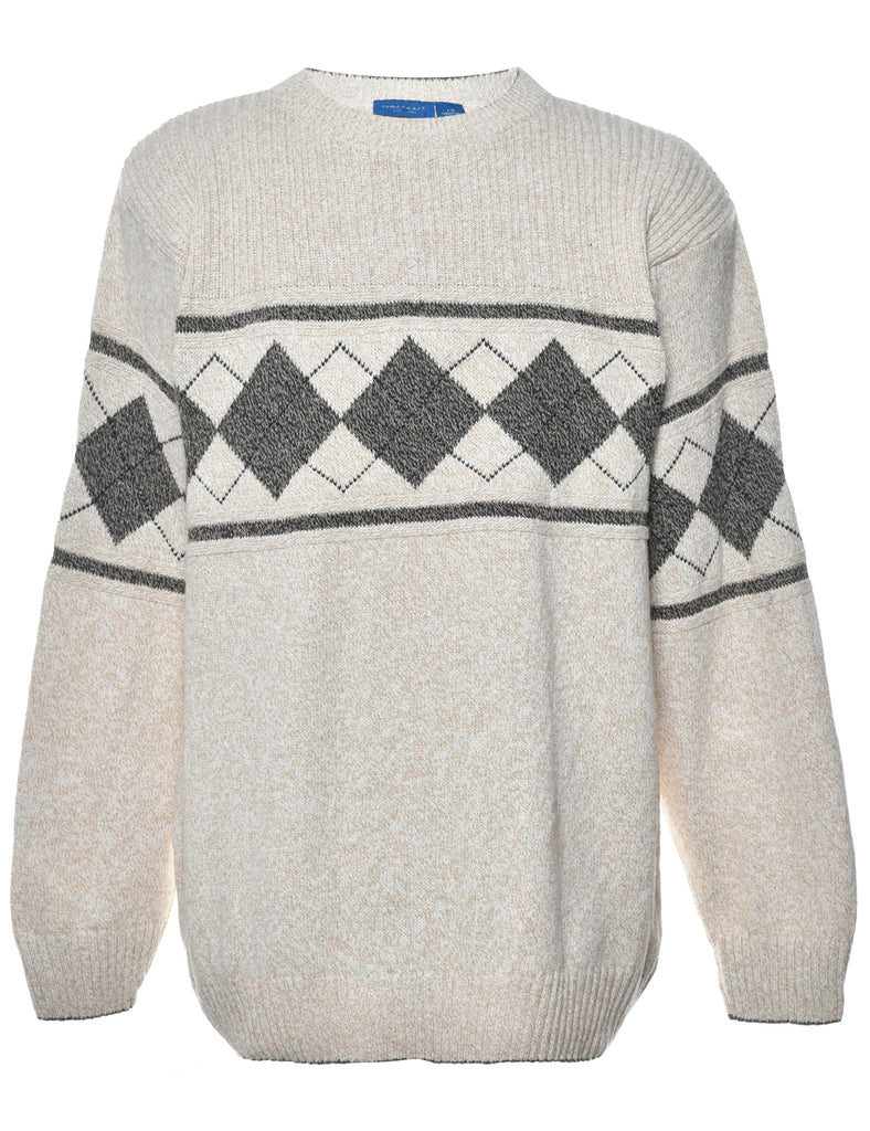 Argyle Off White Jumper - L