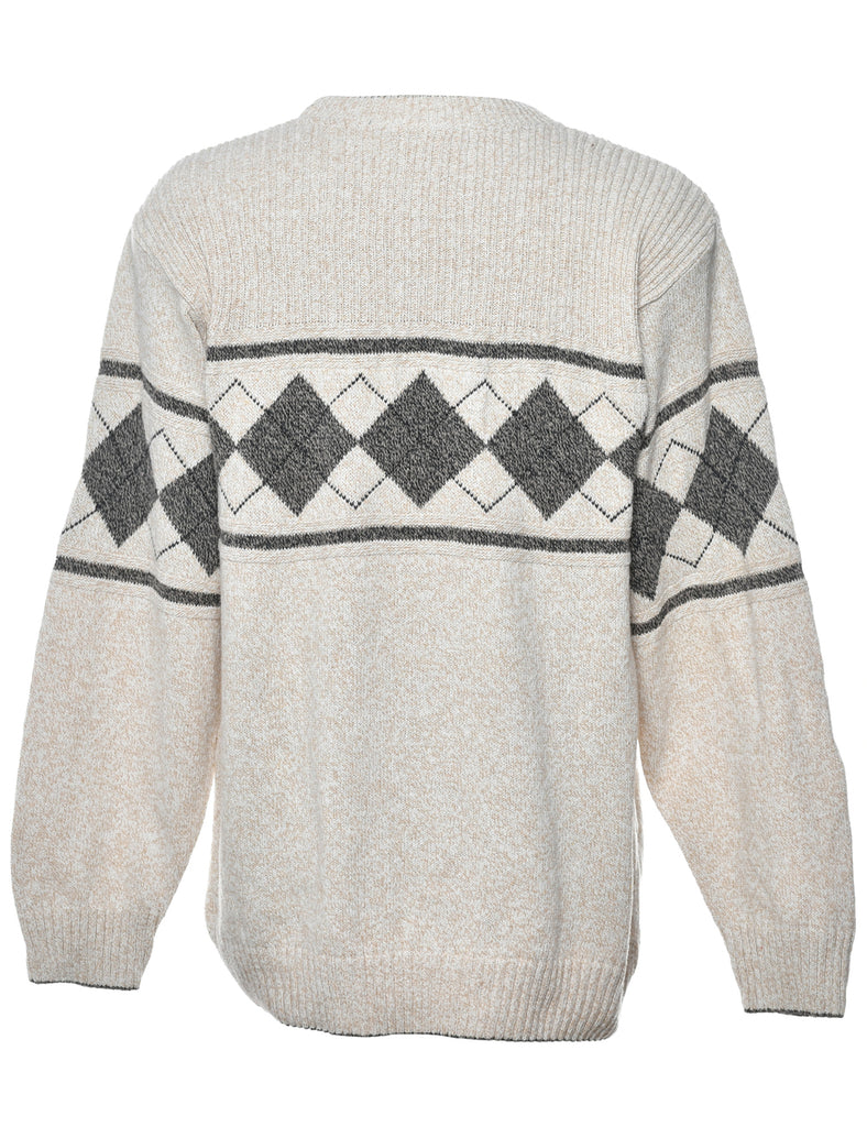 Argyle Off White Jumper - L