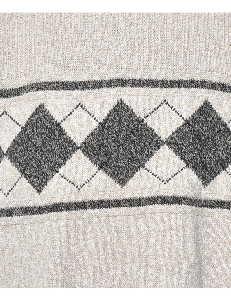 Argyle Off White Jumper - L