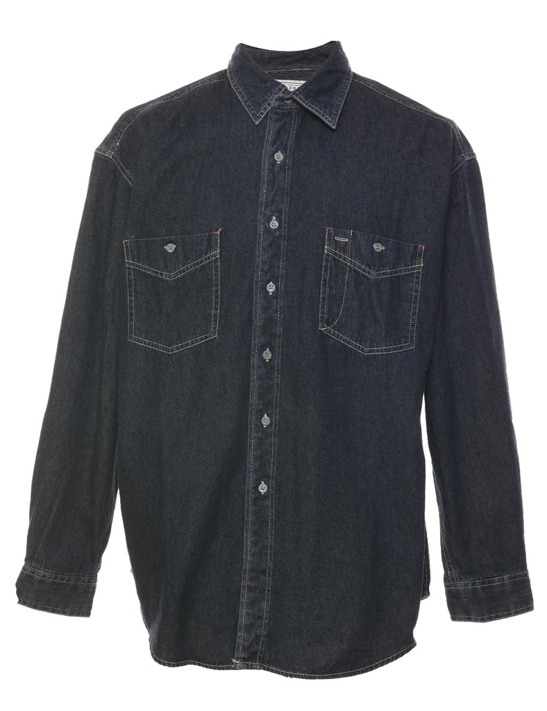 Arizona Contrast Stitch Dark Wash Denim Shirt - L