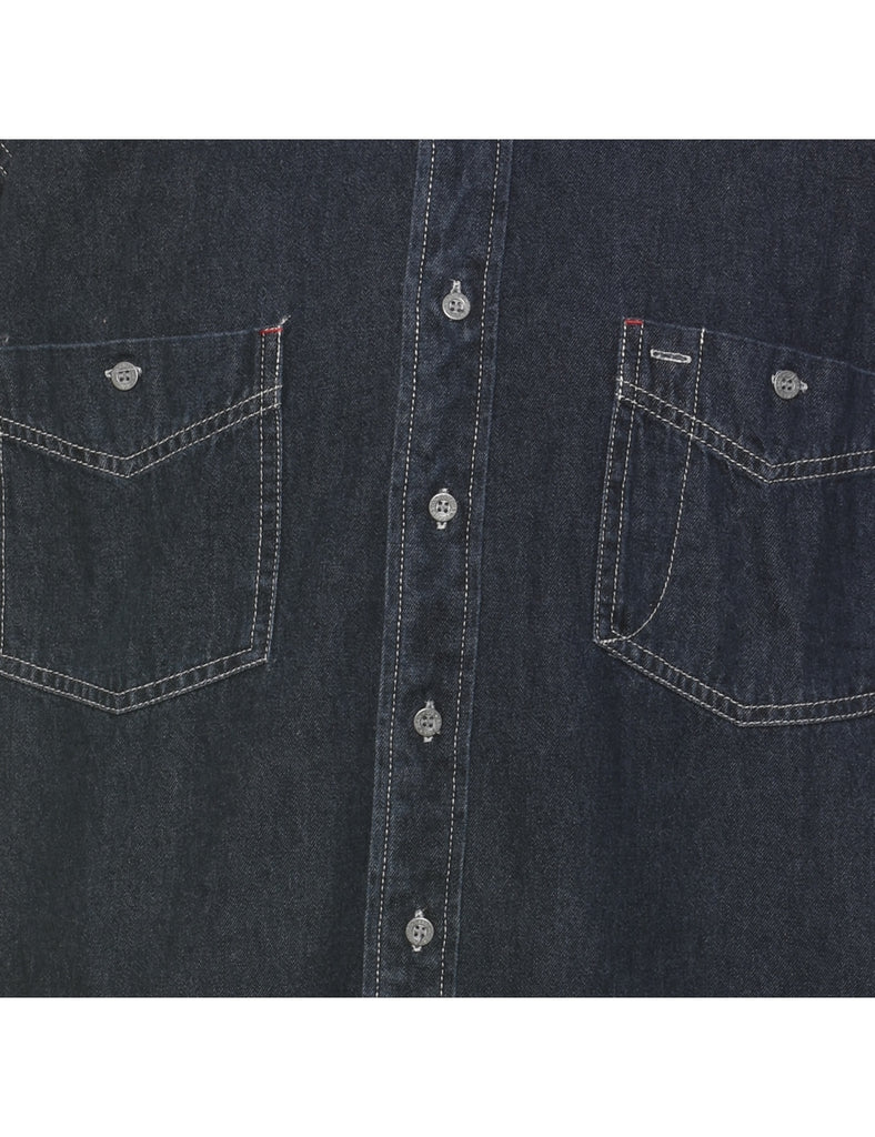 Arizona Contrast Stitch Dark Wash Denim Shirt - L