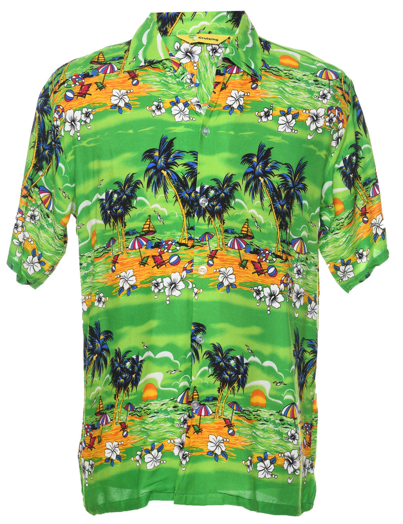 Beach Print Multi-colour Hawaiian Shirt - M