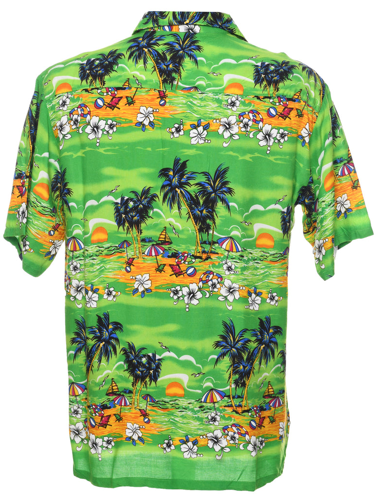 Beach Print Multi-colour Hawaiian Shirt - M