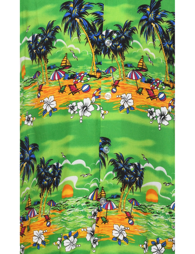 Beach Print Multi-colour Hawaiian Shirt - M
