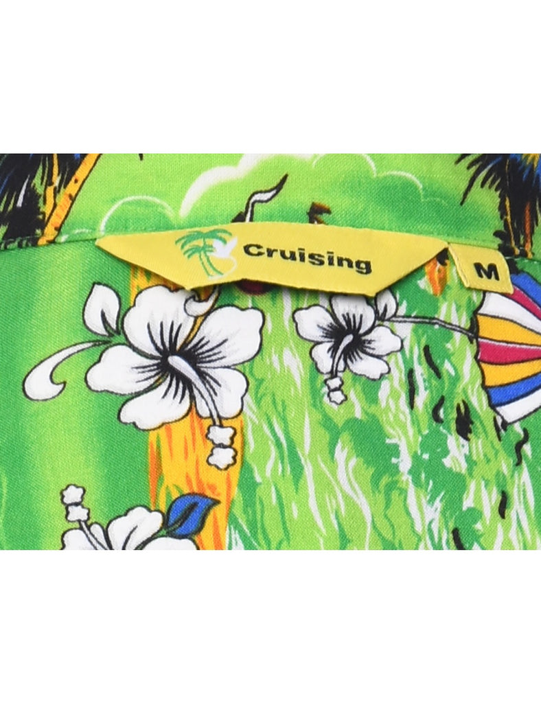 Beach Print Multi-colour Hawaiian Shirt - M