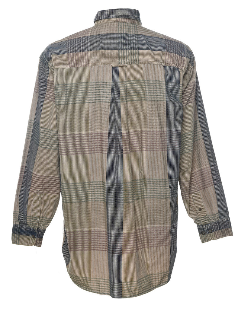 Beige Corduroy 1990s Checked Shirt - L