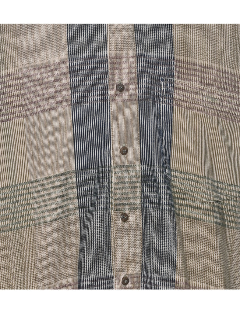 Beige Corduroy 1990s Checked Shirt - L