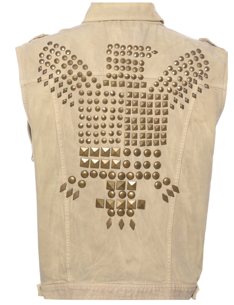 Beige Denim Jacket Vest - M