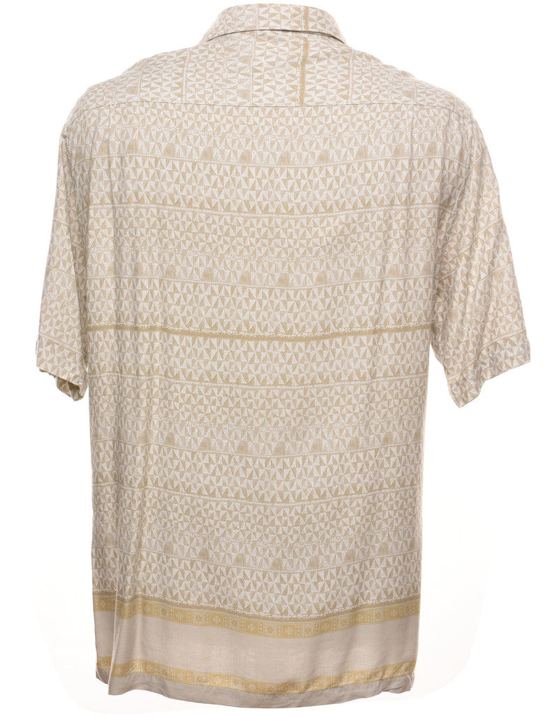 Beige Patterned 1990s Shirt - L