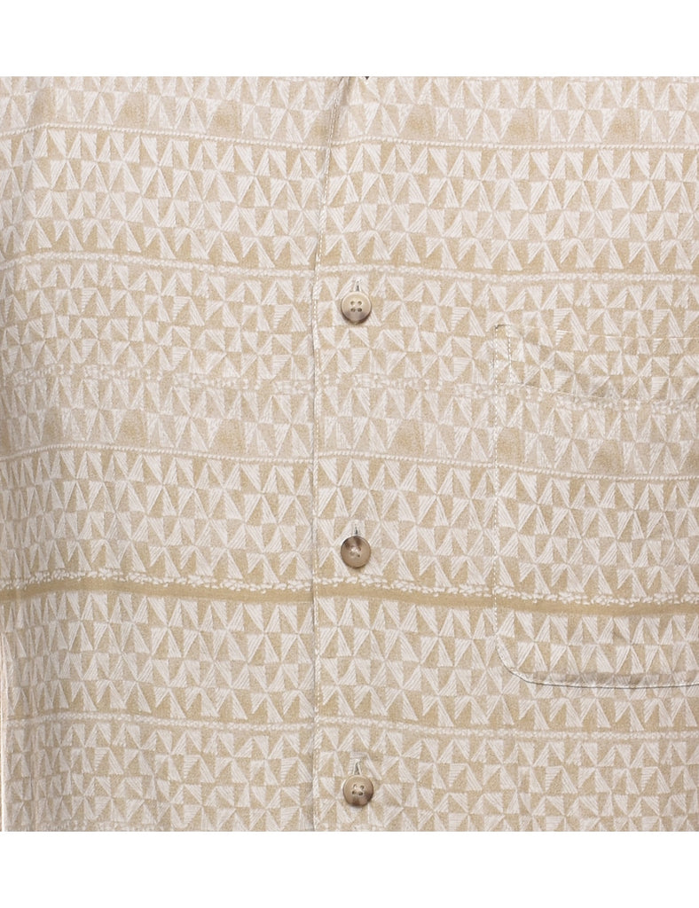 Beige Patterned 1990s Shirt - L