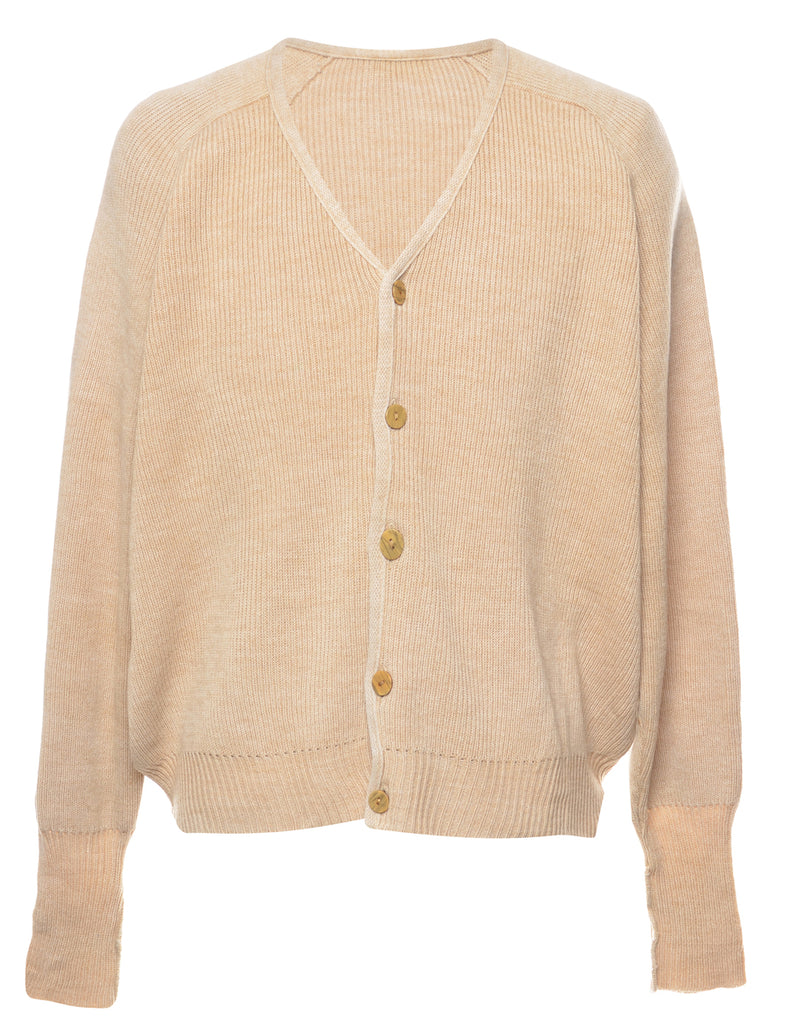 Beige Woollen Cardigan - L