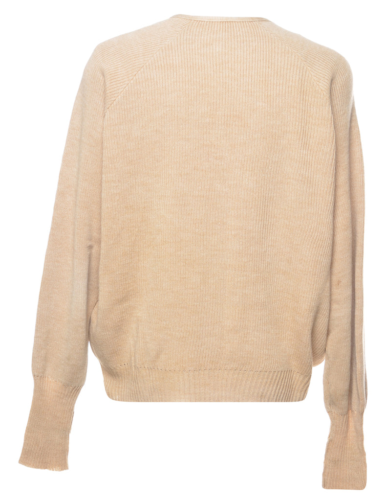 Beige Woollen Cardigan - L