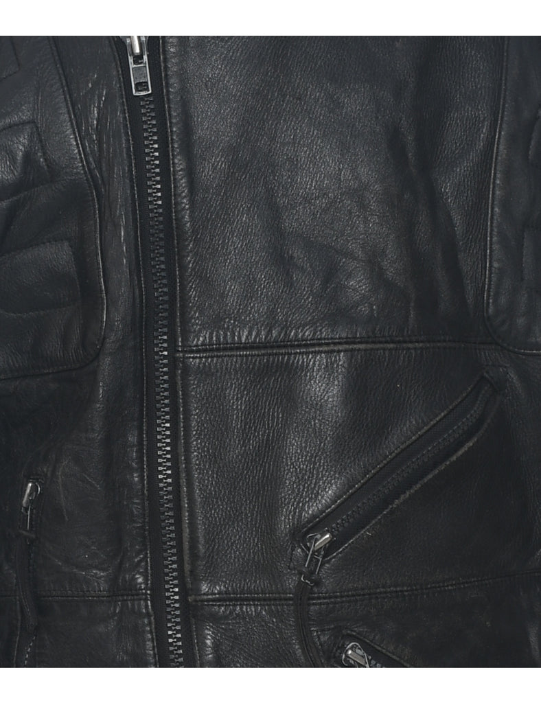 Biker Style Black Classic Leather Jacket - L