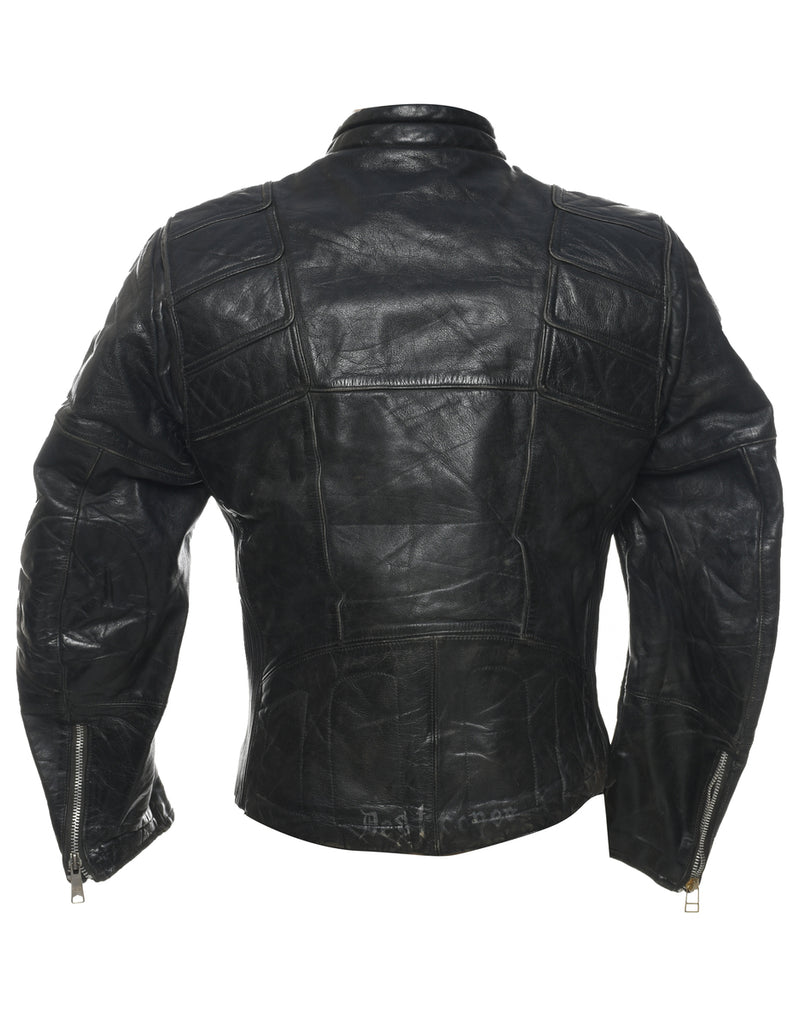 Biker Style Leather Jacket - S