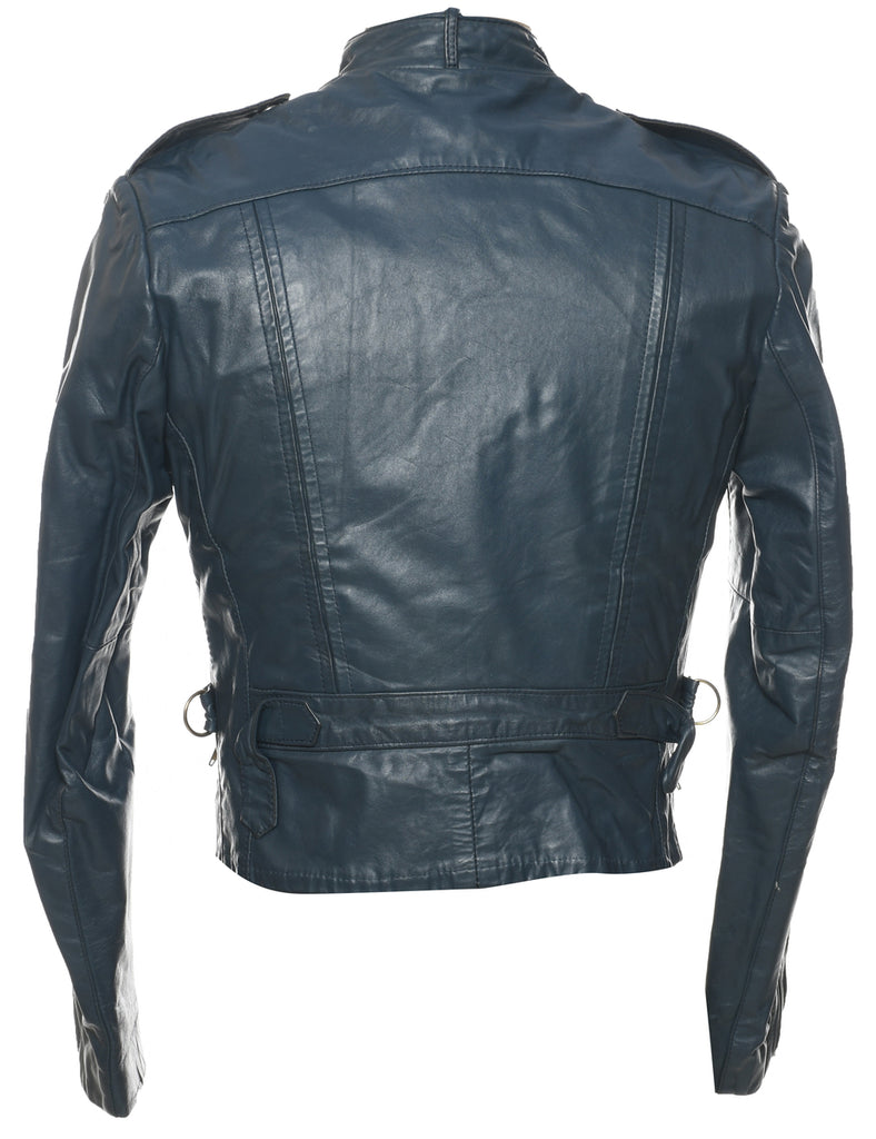 Biker Style Leather Jacket - S