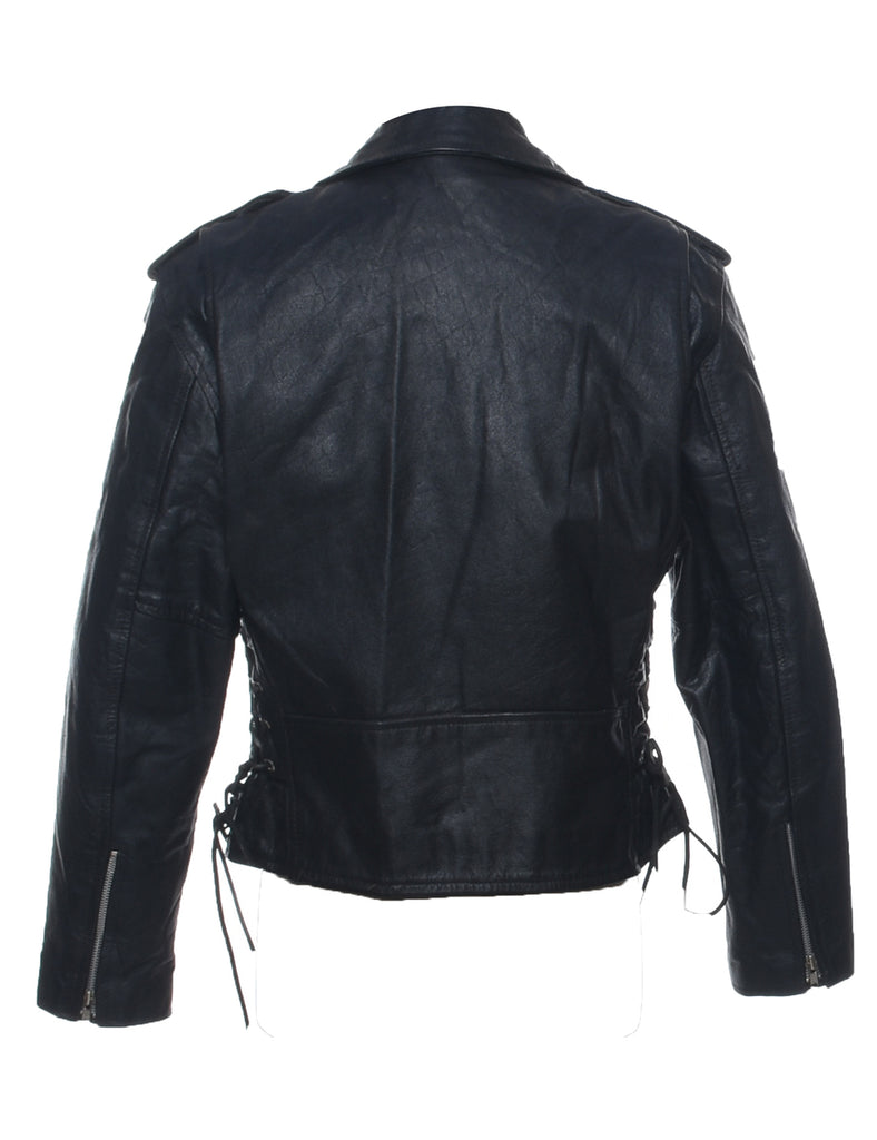 Biker Style Leather Jacket - M