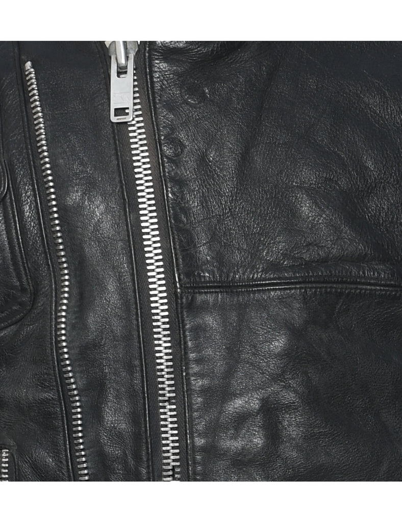 Biker Style Leather Jacket - S