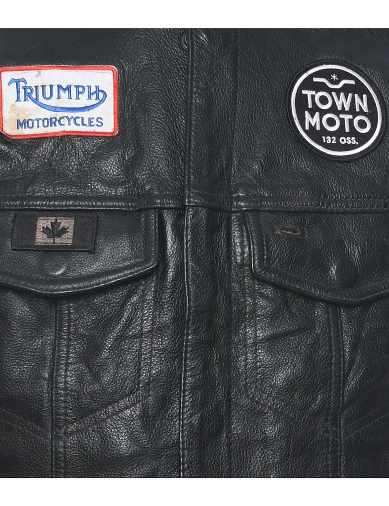 Biker Style Leather Vest  - S