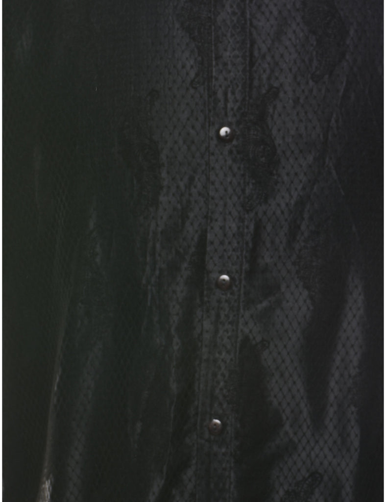 Black 1990s Patterned Short Sleeve Shirt - M