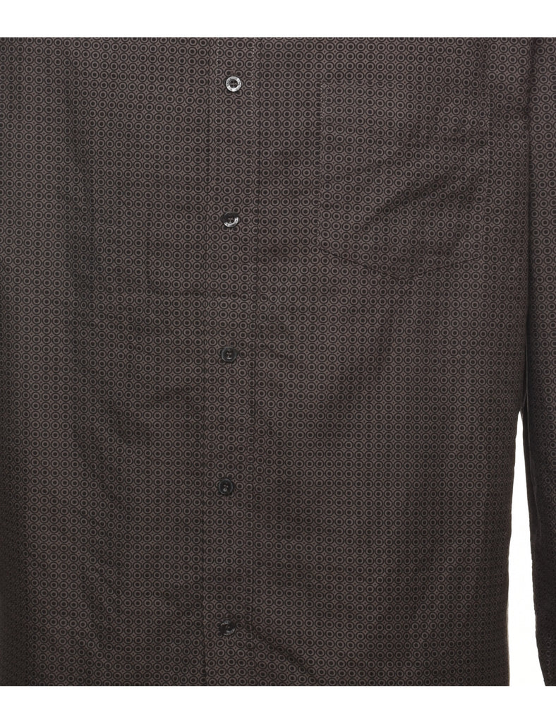 Black & Brown Patterned 1990s Shirt - M