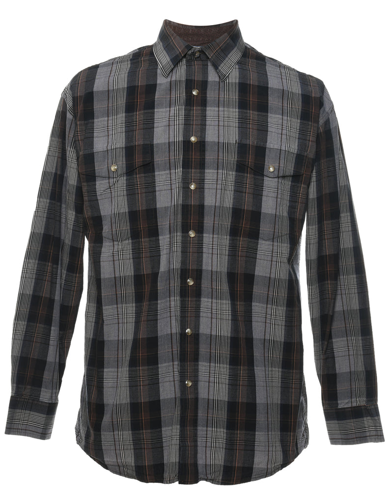 Black Checked Western Shirt - M