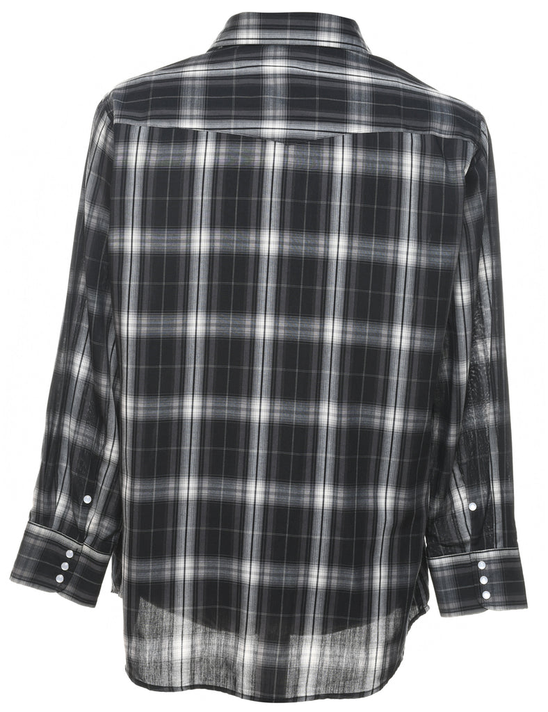 Black Checked Western Shirt - M