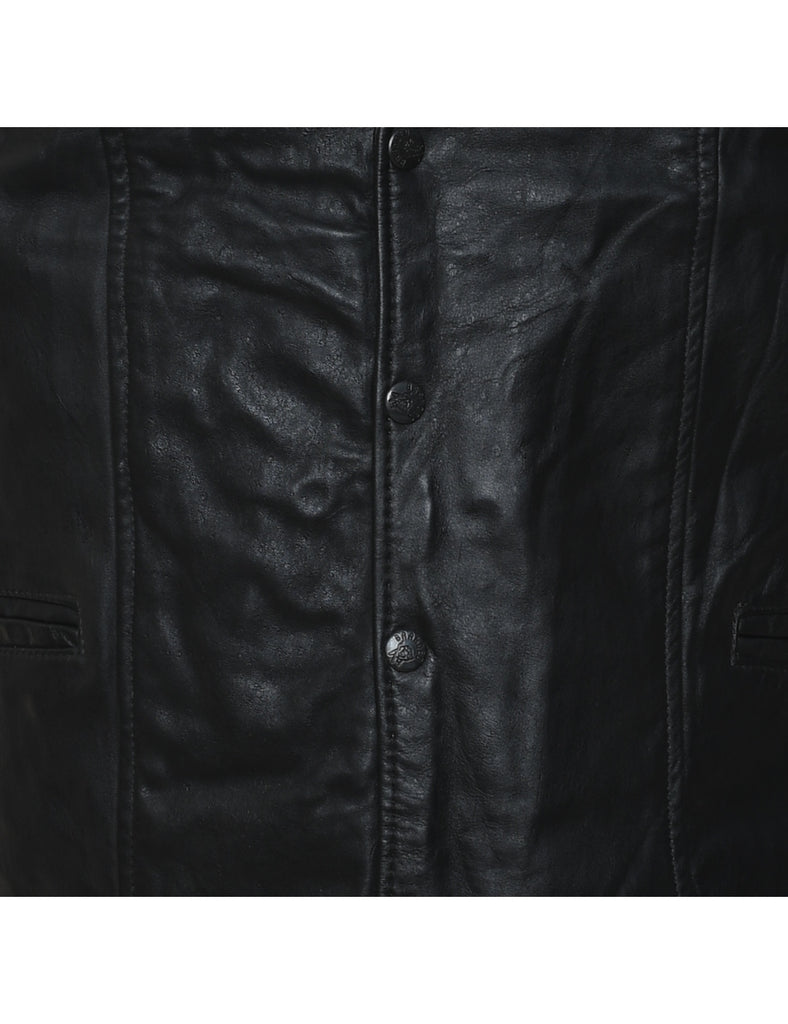 Black Classic Leather Waistcoat - L