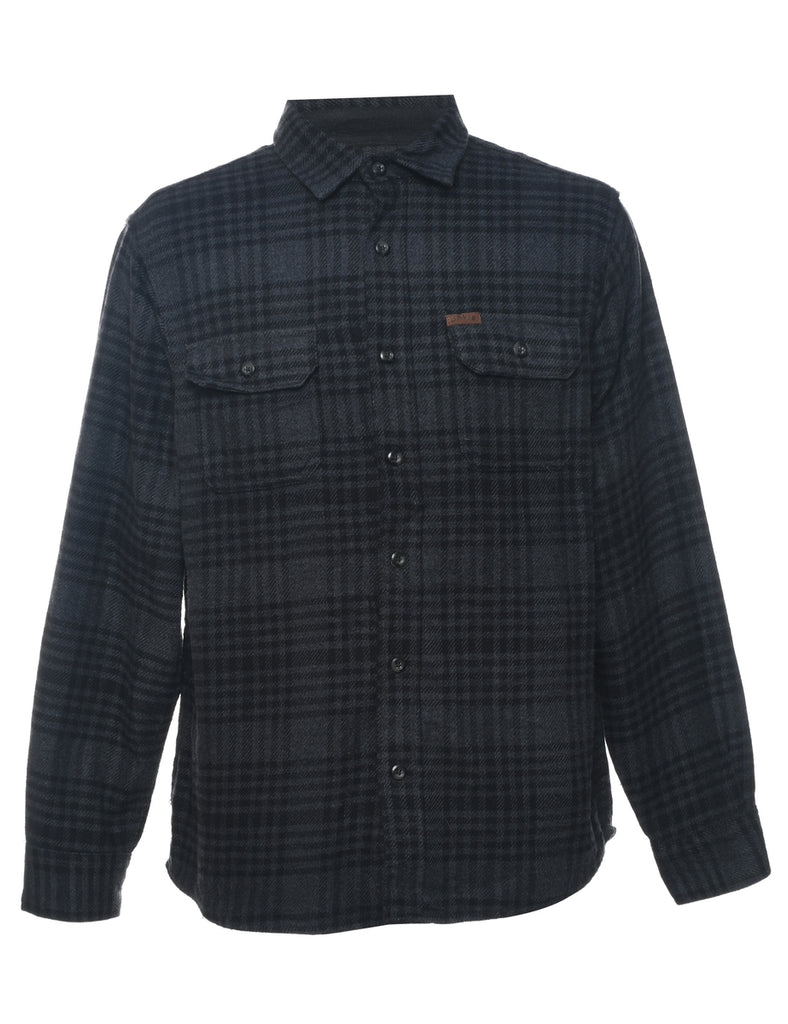 Black & Grey Plaid Checked Shirt - M